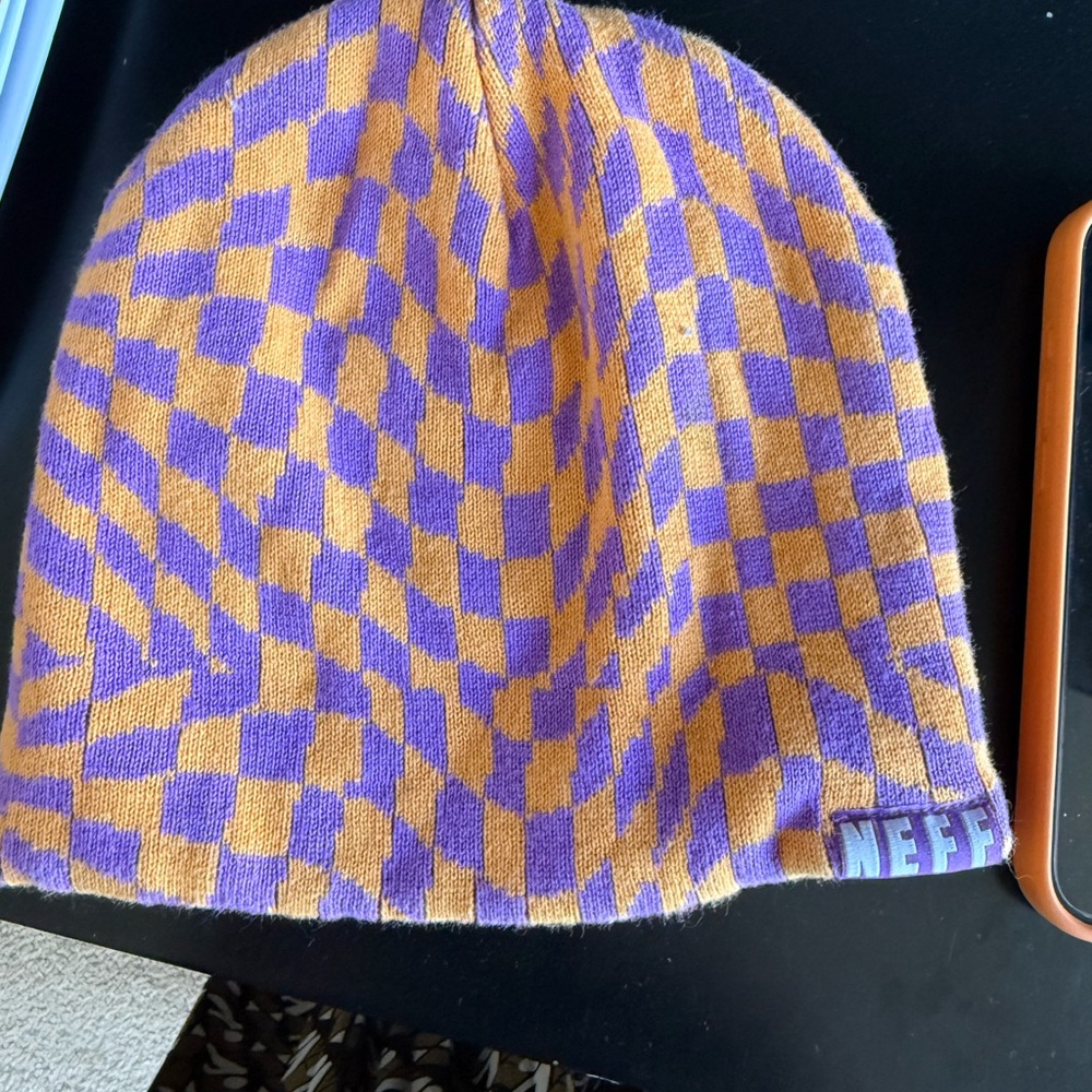 Neff Dazed Checkered Beanie - Purple and Orange